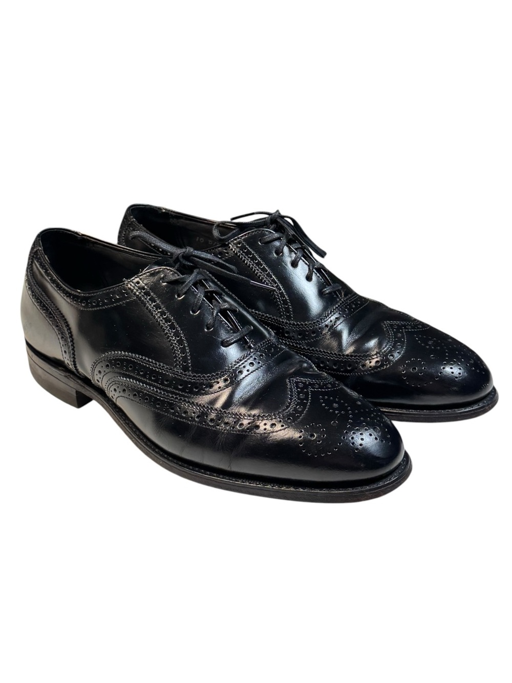 Vintage Hanover Master Flex Black Leather Wingtip Oxford Dress Shoes USA 10 D